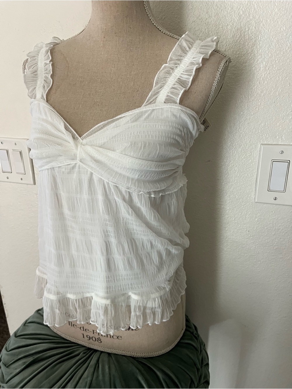 Max Studio White Ruffled Camisole Tank - Picture 3 of 5